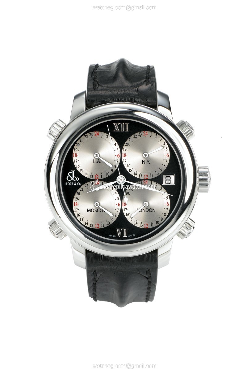 Jacob Co. h24SSB Five Time Zone Mens Automatic Stainless Steel watch Jacob Co. h24SSB Five Time Zone Mens Automatic Stainless Steel watch