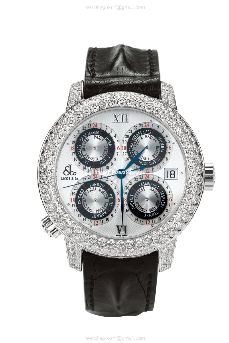 Jacob Co. gMT6SSDC GMT World Time Automatic Mens Automatic Stainless Steel Pave Diamond watch Jacob Co. gMT6SSDC GMT World Time Automatic Mens Automatic Stainless Steel Pave Diamond watch