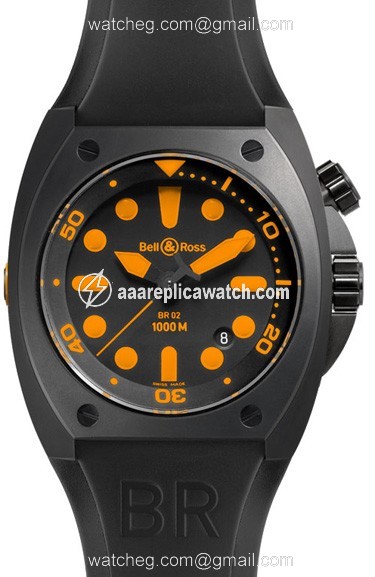 Bell & Ross BR0292-Orange Marine Mens Automatic Steel case with matte black PVD finish watch Bell & Ross BR0292-Orange Marine Mens Automatic Steel case with matte black PVD finish watch