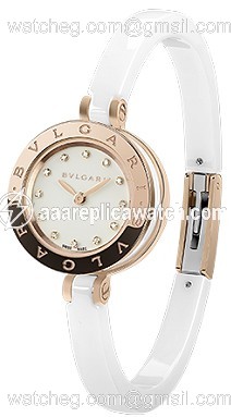 Bvlgari 102088 Ladies Quartz 18 Carat Pink Gold with a white ceramic ring watch Bvlgari 102088 Ladies Quartz 18 Carat Pink Gold with a white ceramic ring watch