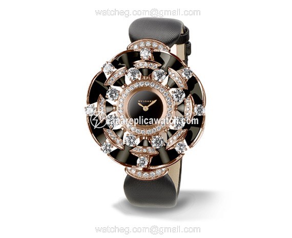 Bvlgari 102216 Diva Ladies Quartz 18k Pink Gold set with diamonds and onyx elements watch Bvlgari 102216 Diva Ladies Quartz 18k Pink Gold set with diamonds and onyx elements watch