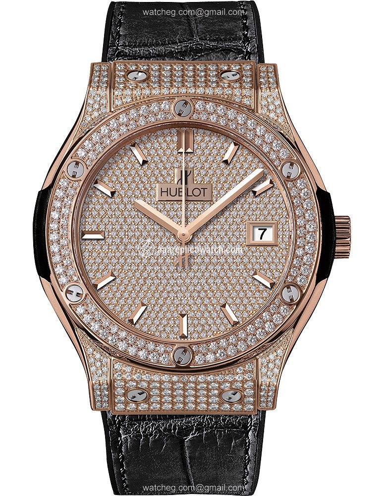 Hublot 511.OX.9010.LR.1704 Classic Fusion Mens Automatic 18K Rose Gold Diamond Pave watch Hublot 511.OX.9010.LR.1704 Classic Fusion Mens Automatic 18K Rose Gold Diamond Pave watch