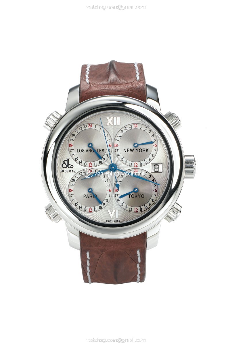 Jacob Co. h24SSg Five Time Zone Mens Automatic Stainless Steel watch Jacob Co. h24SSg Five Time Zone Mens Automatic Stainless Steel watch