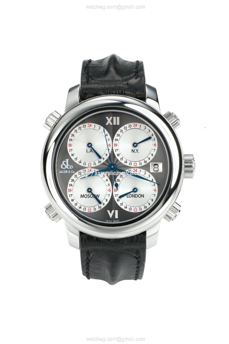Jacob Co. h24SSSL Five Time Zone Mens Automatic Stainless Steel watch Jacob Co. h24SSSL Five Time Zone Mens Automatic Stainless Steel watch