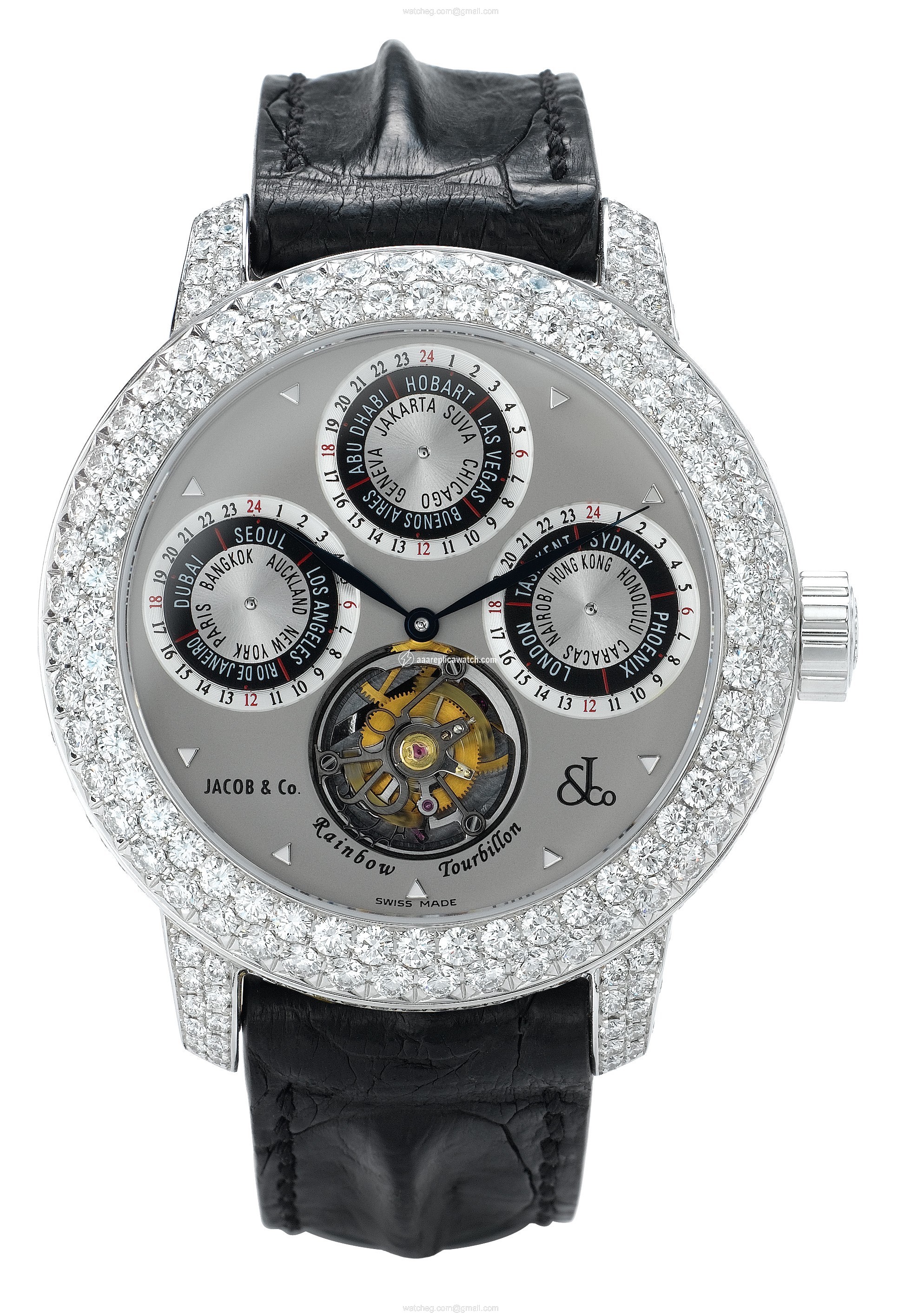 Jacob Co. r2WgDC Rainbow Tourbillon Mens Hand Wind 18k White Gold Pave Diamond watch Jacob Co. r2WgDC Rainbow Tourbillon Mens Hand Wind 18k White Gold Pave Diamond watch
