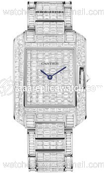 Cartier HPI00585 Tank Unisex Automatic Rhodiumized 18kt White Gold Case Set with Baguette watch Cartier HPI00585 Tank Unisex Automatic Rhodiumized 18kt White Gold Case Set with Baguette watch