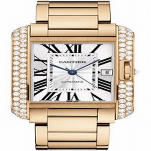 Cartier WT100004 Tank Mens Automatic 18kt Rose Gold Case with Diamonds watch