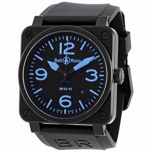 Bell & Ross BR0392-BLUE Aviation Mens Automatic Black IP Stainless Steel watch