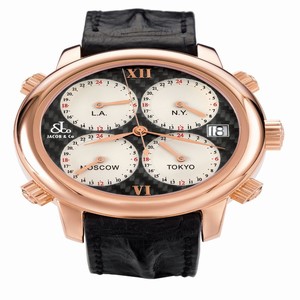 Jacob Co. h24CFrg Five Time Zone Mens Automatic 18k Rose Gold watch