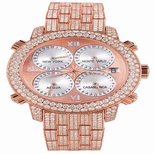 Jacob Co. h24rrgDC Five Time Zone Mens Automatic 18k Rose Gold Pave Diamond watch