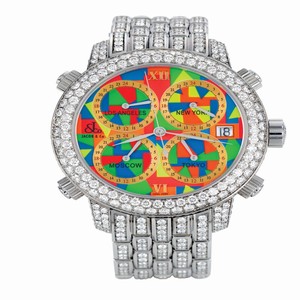 Jacob Co. h24T2SSDC Five Time Zone Mens Automatic Stainless Steel Pave Diamond watch